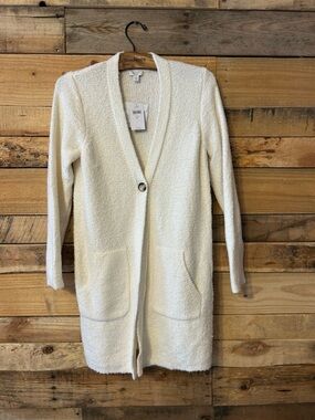 J.Jill Cream Longer Sweater One Button Cardigan Sz SP NWT